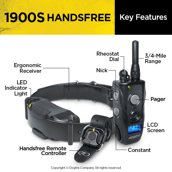 Dogtra 1900S – Ergonomic 3/4-Mile IPX9K Waterproof High-Output Remote Dog Training E-Collar