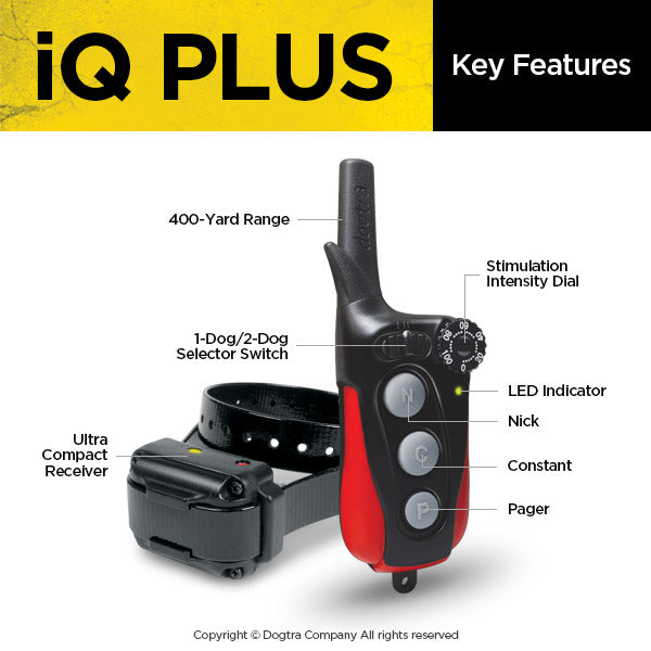 Dogtra iQ Plus - Rechargeable Waterproof 400-Yard Remote Dog Training E-Collar