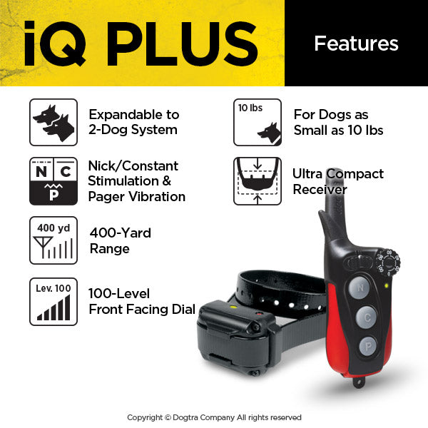 Dogtra iQ Plus - Rechargeable Waterproof 400-Yard Remote Dog Training E-Collar